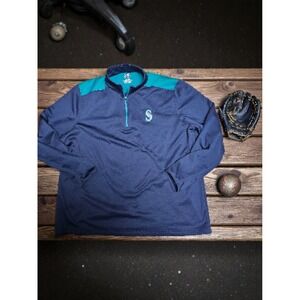 Seattle Mariners Long Sleeve 1/4 Zip Pullover Men's Size 3x Blue